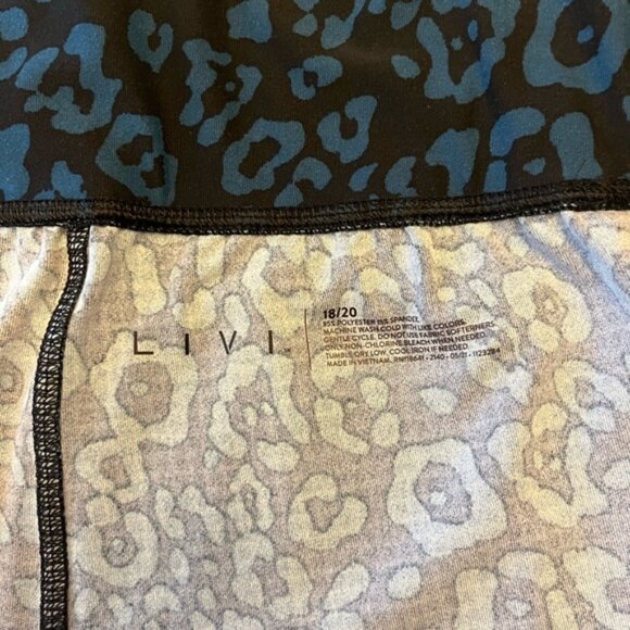 Blue and Black Leopard Print Leggings size 18 /20 - Picture 4 of 6
